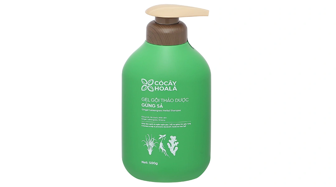 Gel gội thảo dược Gừng Sả Cỏ Cây Hoa Lá ngăn dầu, dưỡng ẩm chai 500g - 1